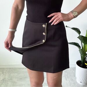 SHEIN Black A-Line Mini Skirt Asymmetrical Wrap